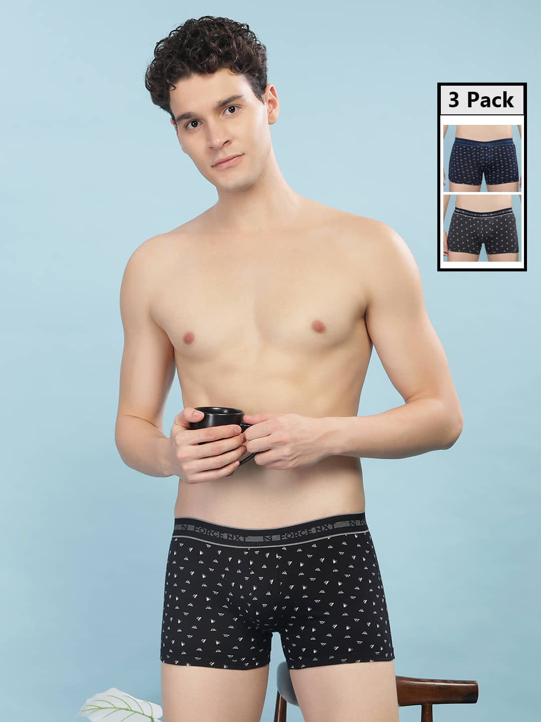 Force NXT Pack of 3 Cotton Trunks For Men's ( Multicolor )
