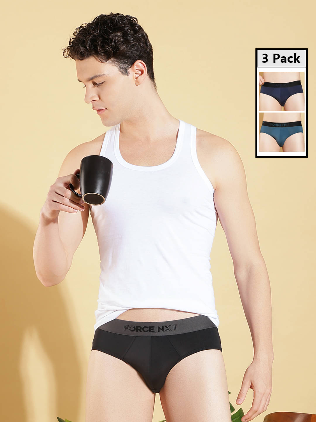 Force NXT Pack of 3 Cotton Briefs For Men's ( Multicolor10 ) Force NXT Pack of 3 Cotton Briefs For Men's ( Multicolor10 )