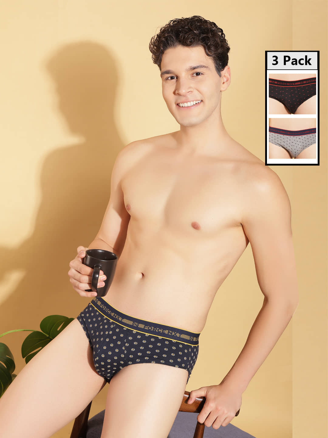 Force NXT Pack of 3 Cotton Briefs For Men's ( Multicolor )