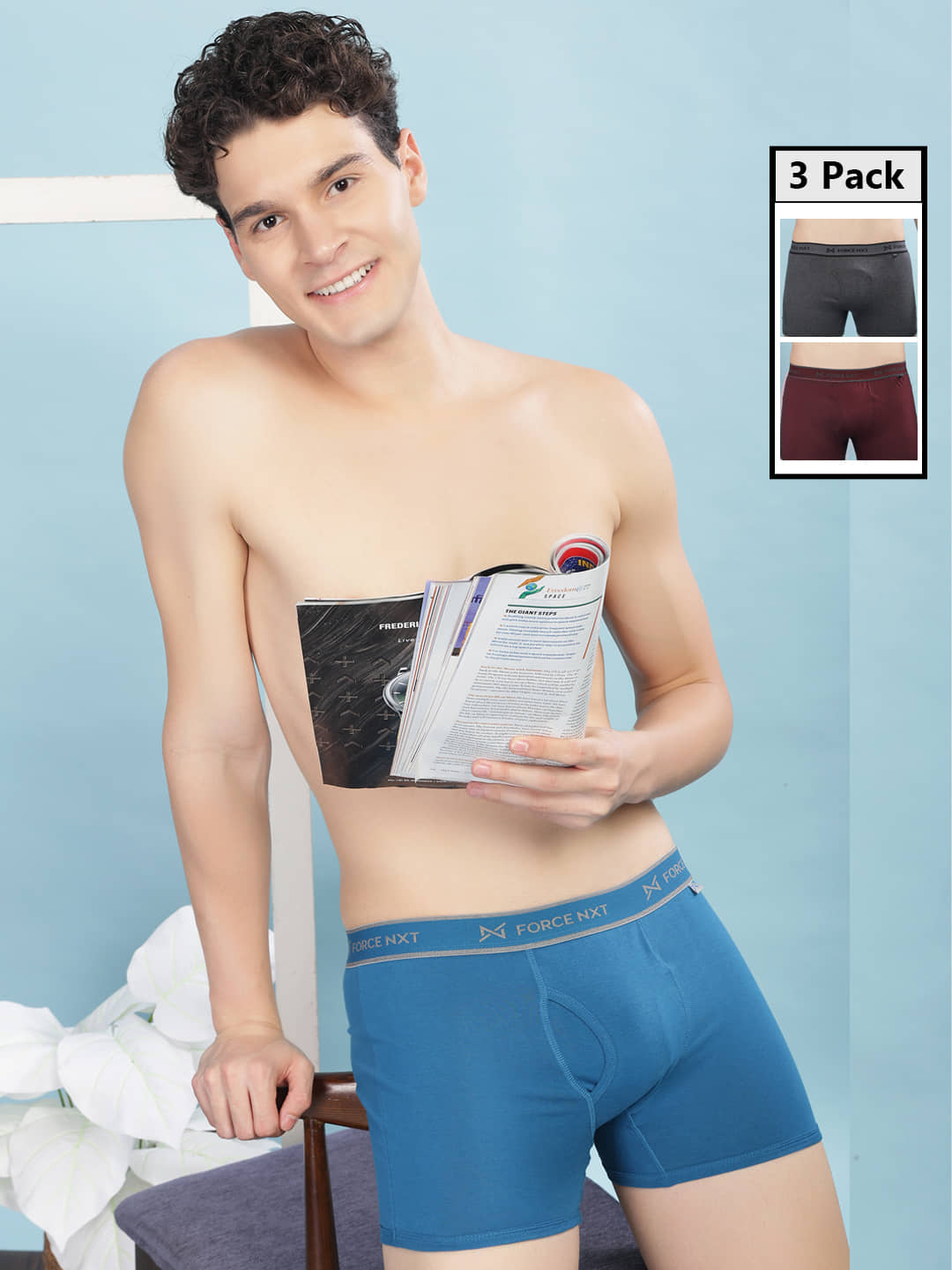 Force NXT Pack of 3 Cotton Trunks For Men's ( Multicolor )