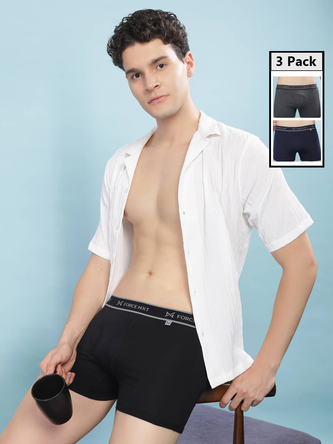Force NXT Pack of 3 Cotton Trunks For Men's ( Multicolor )
