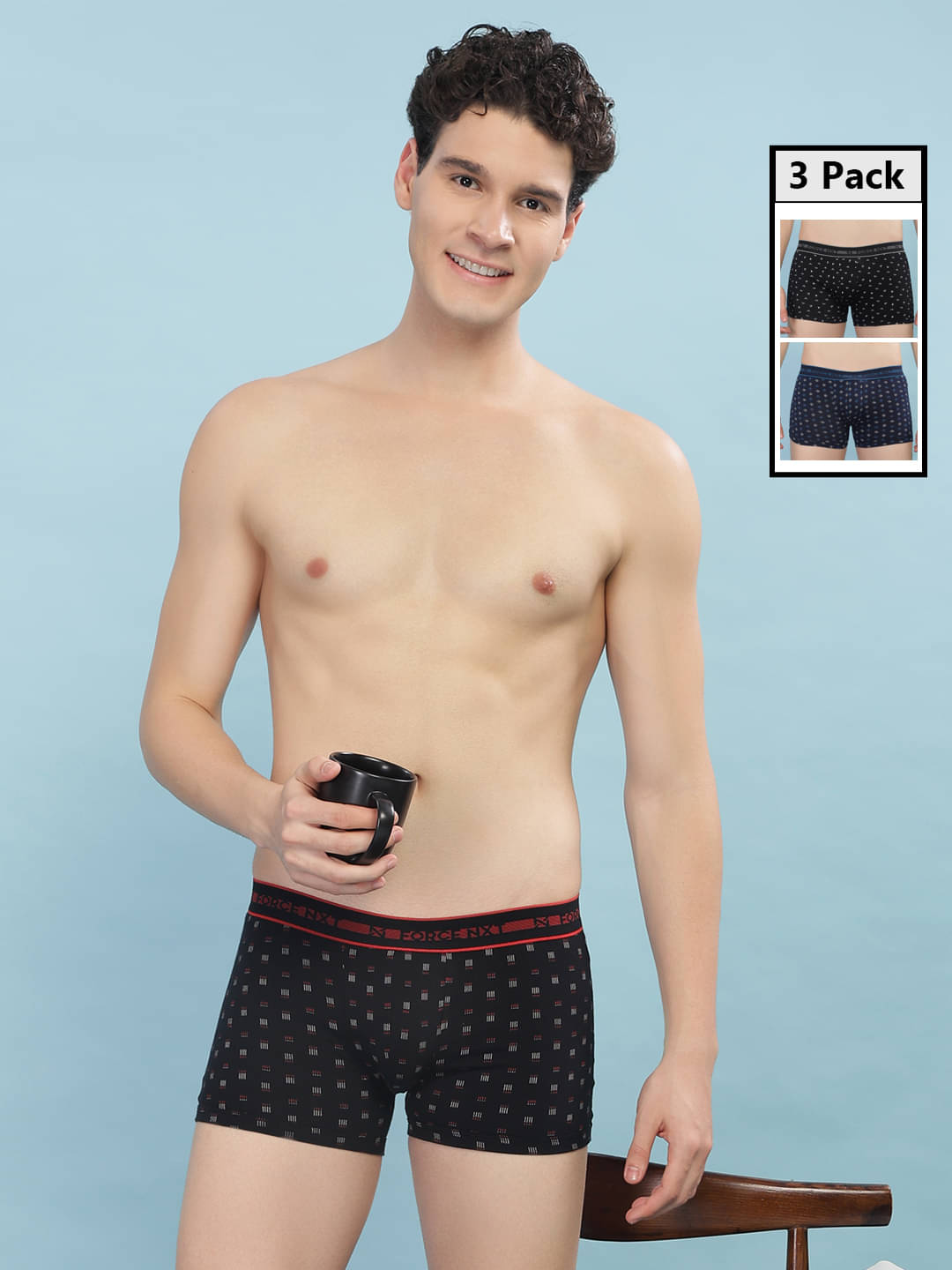     			Force NXT Pack of 3 Cotton Trunk For Men's ( Multi )