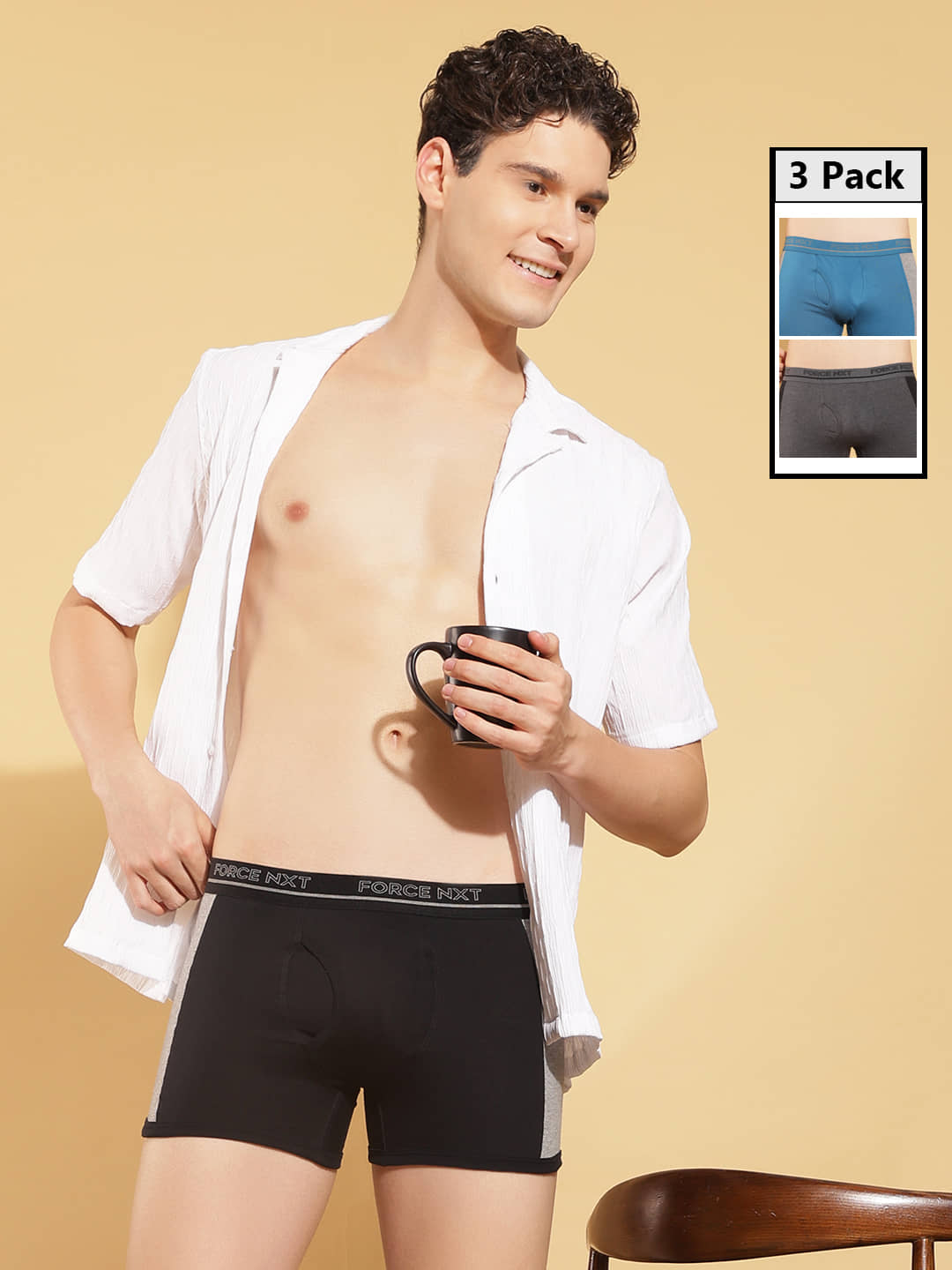 Force NXT Pack of 3 Cotton Trunks For Men's ( Multicolor )