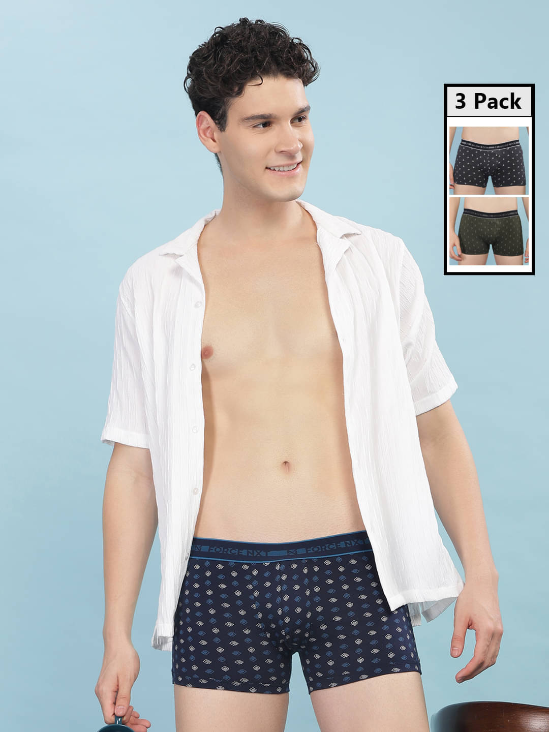     			Force NXT Pack of 3 Cotton Trunks For Men's ( Multicolor )