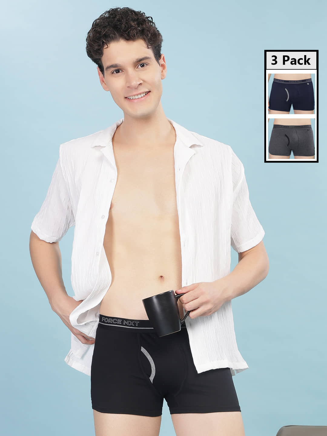Force NXT Pack of 3 Cotton Trunks For Men's ( Multicolor )