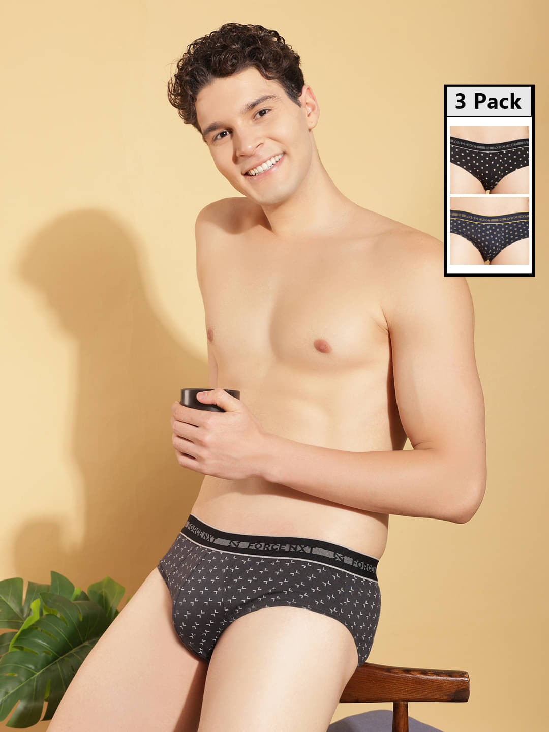     			Force NXT Pack of 3 Cotton Briefs For Men's ( Multicolor )