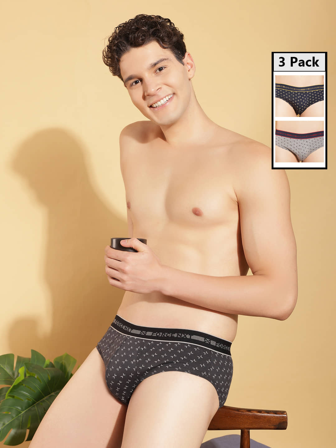 Force NXT Pack of 3 Cotton Briefs For Men's ( Multicolor )