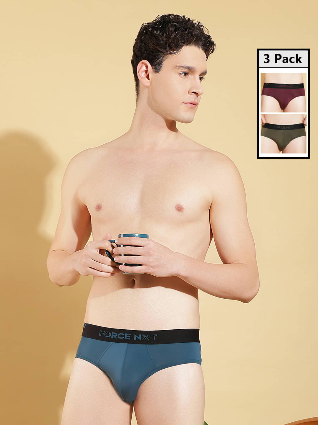 Force NXT Pack of 3 Cotton Briefs For Men's ( Multicolor12 ) Force NXT Pack of 3 Cotton Briefs For Men's ( Multicolor12 )