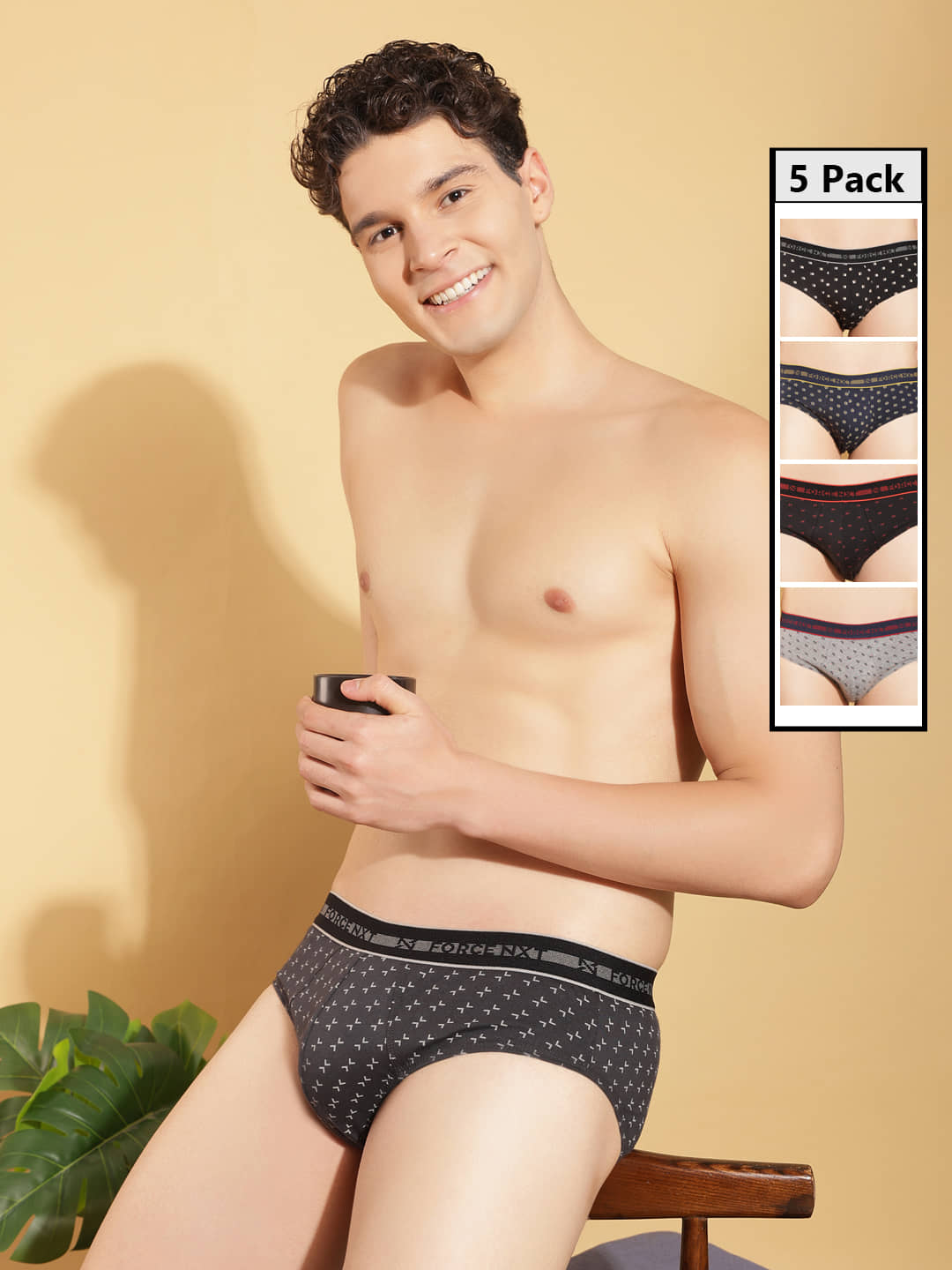 Force NXT Pack of 5 Cotton Briefs For Men's ( Multicolor )