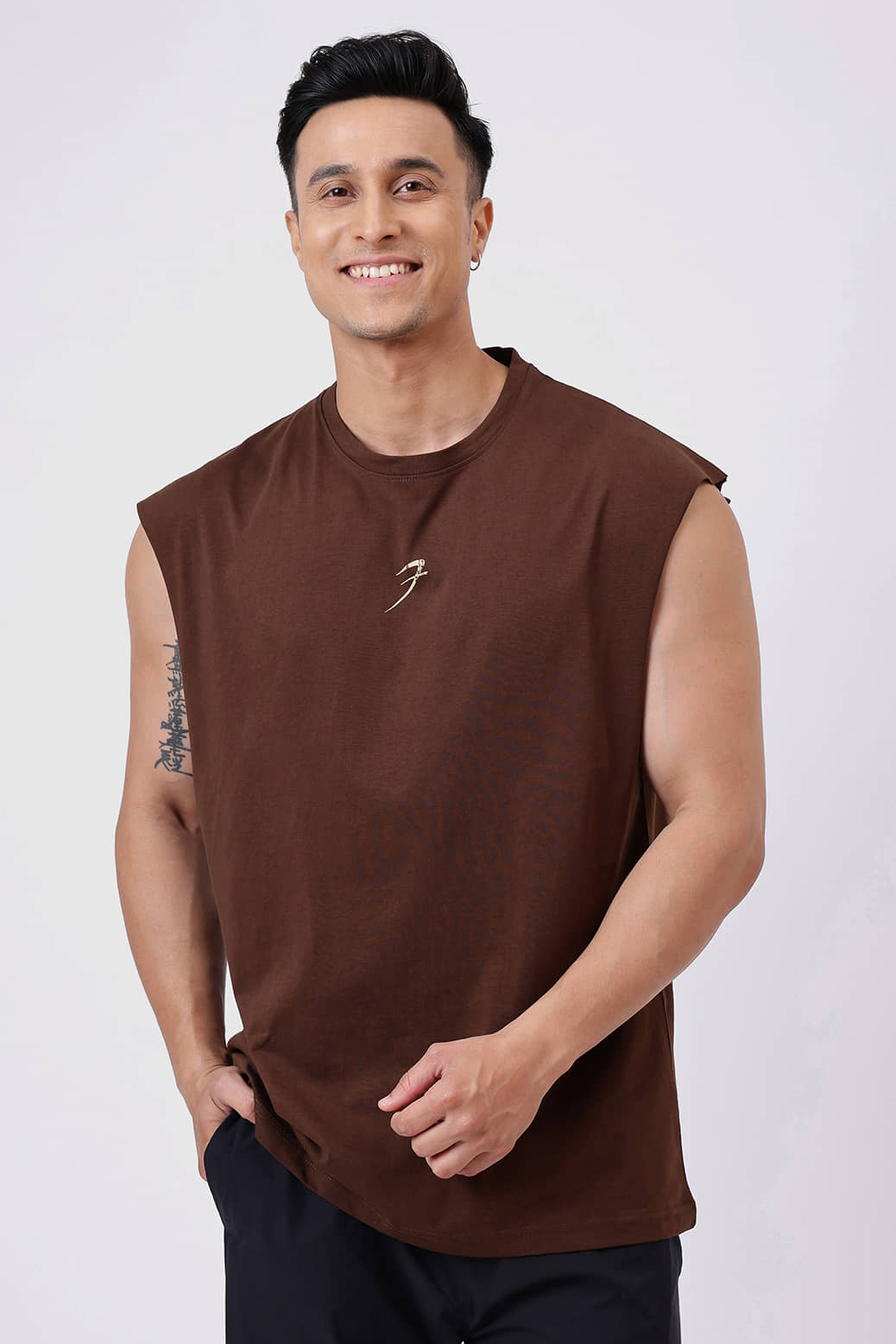 Fuaark Coffee Cotton Oversized Fit Men's Sports T-Shirt ( Pack of 1 )