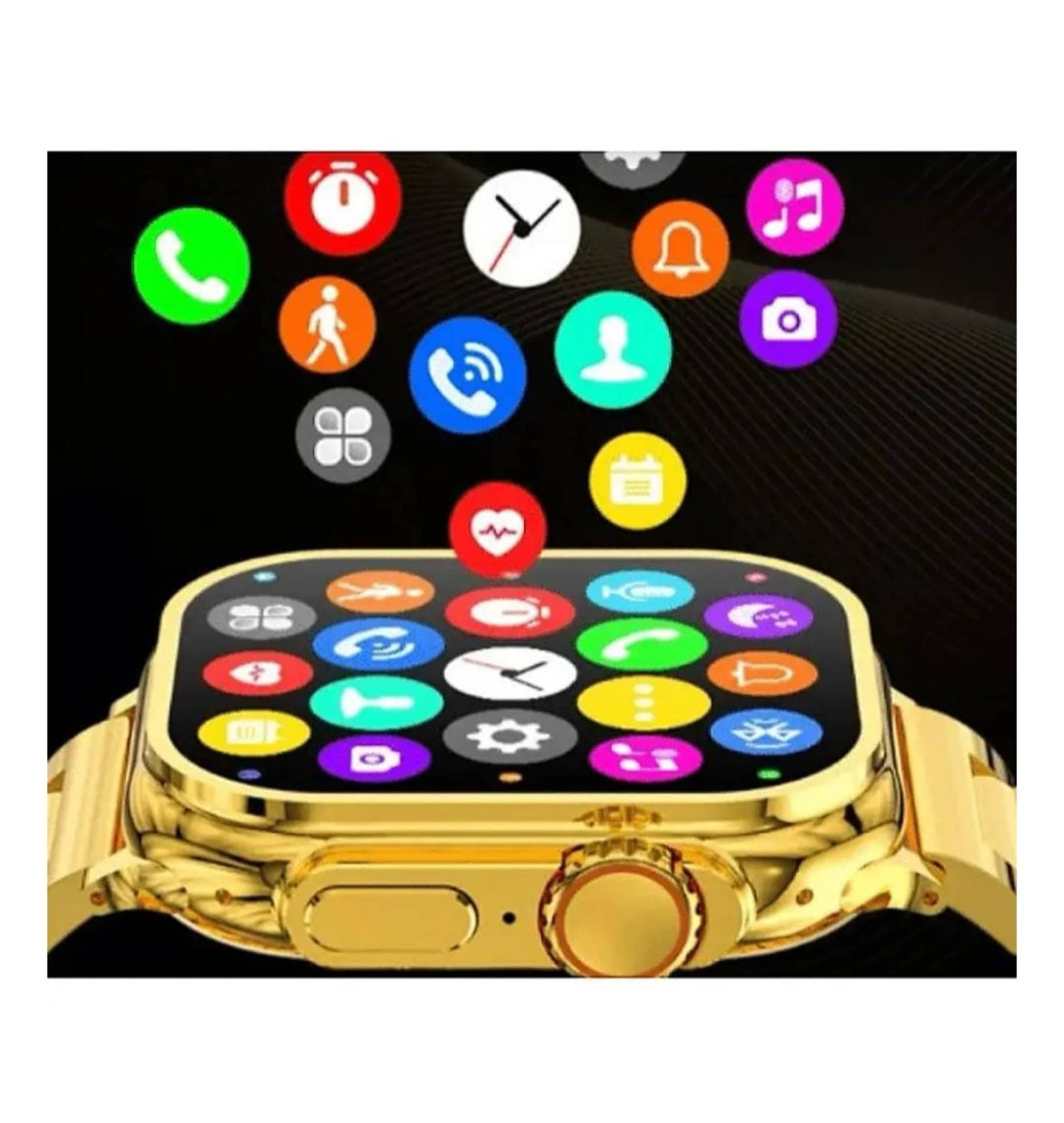     			GMPex Ultra Smartwatch Calling Bluetooth Fitness with Golden & Black Strap