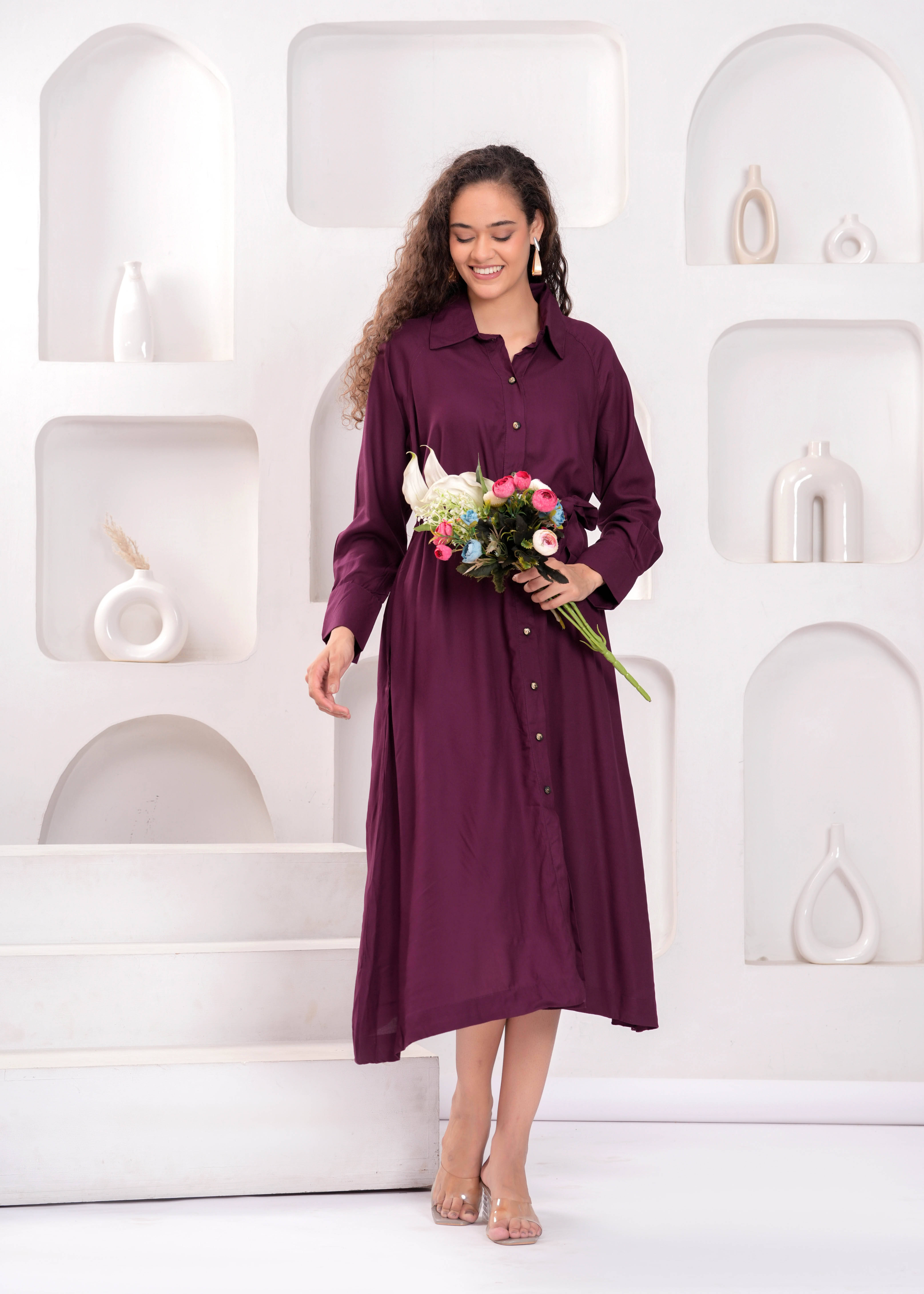     			HIGHLIGHT FASHION EXPORT Women Rayon Self Design Fit & Flare Dress ( Red )