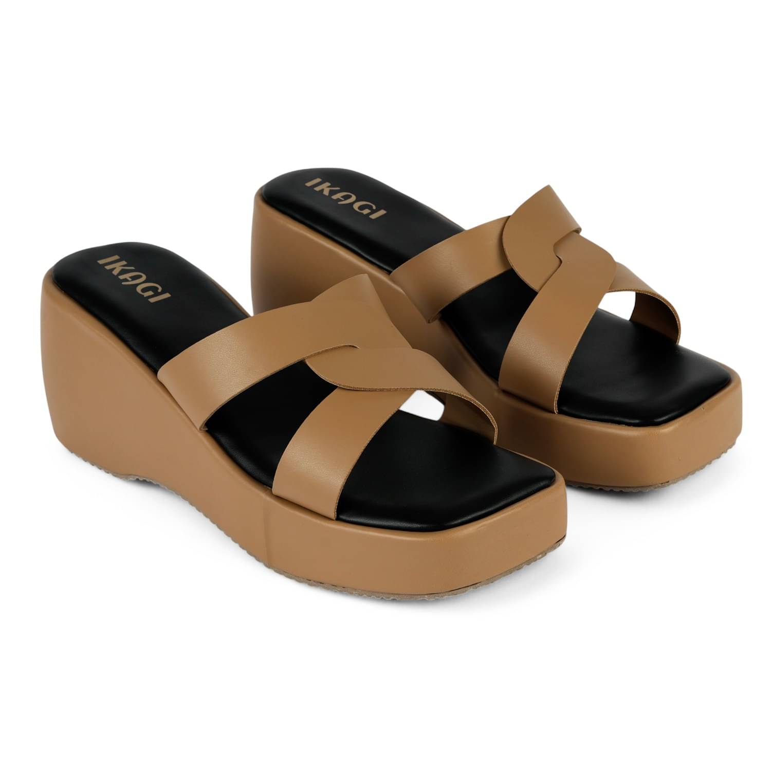IKAGI Beige Women's Slip On Heels IKAGI Beige Women's Slip On Heels