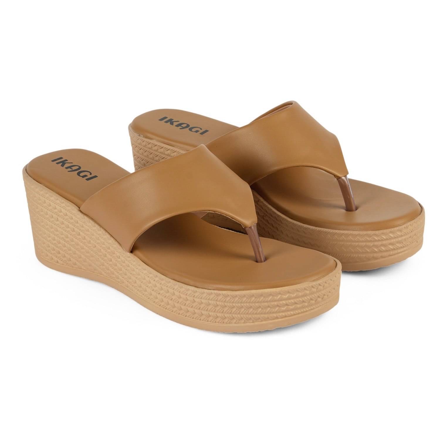 IKAGI Beige Women's Slip On Heels     			IKAGI Beige Women's Slip On Heels