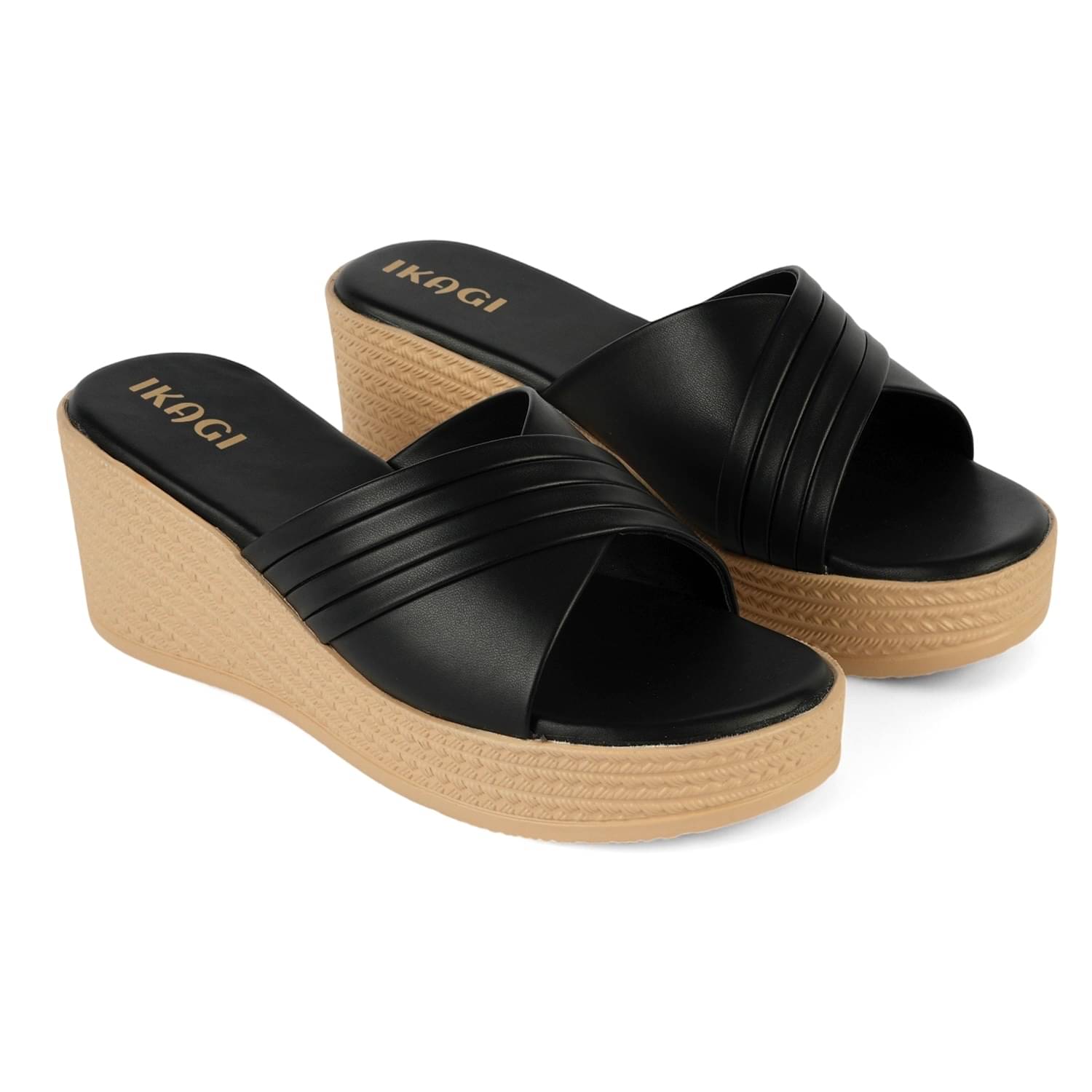 IKAGI Black Women's Slip On Heels IKAGI Black Women's Slip On Heels