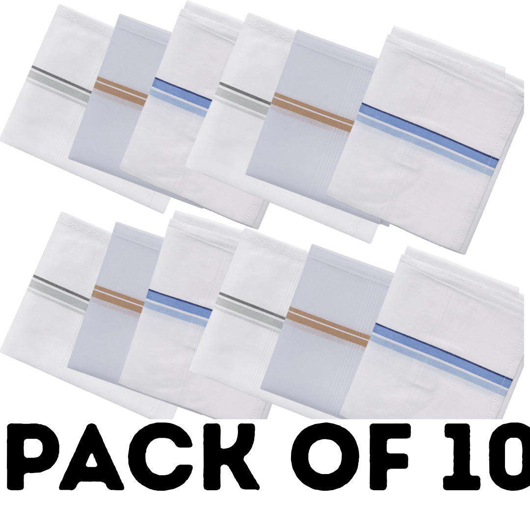     			IVIACHO White Cotton Men's Handkerchief ( Pack of 10 )