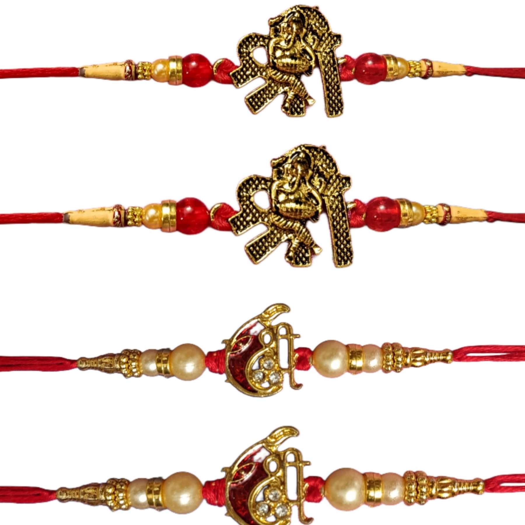     			Kaashvi Creation Designer Rakhi with Roli Chawal - Rakhi for Brother, Bhaiya, Bhai Assorted Rakhi Set  (Pack of 4)