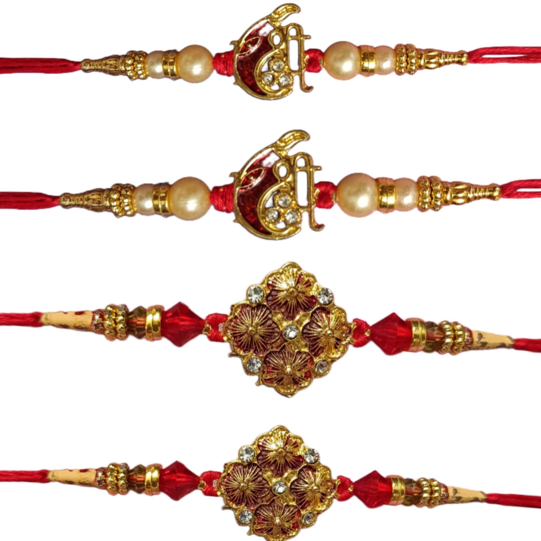     			Kaashvi Creation Designer Rakhi with Roli Chawal - Rakhi for Brother, Bhaiya, Bhai Assorted Rakhi Set  (Pack of 4)