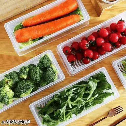     			Kalash Fridge Container Plastic Transparent Food Container ( Set of 6 )