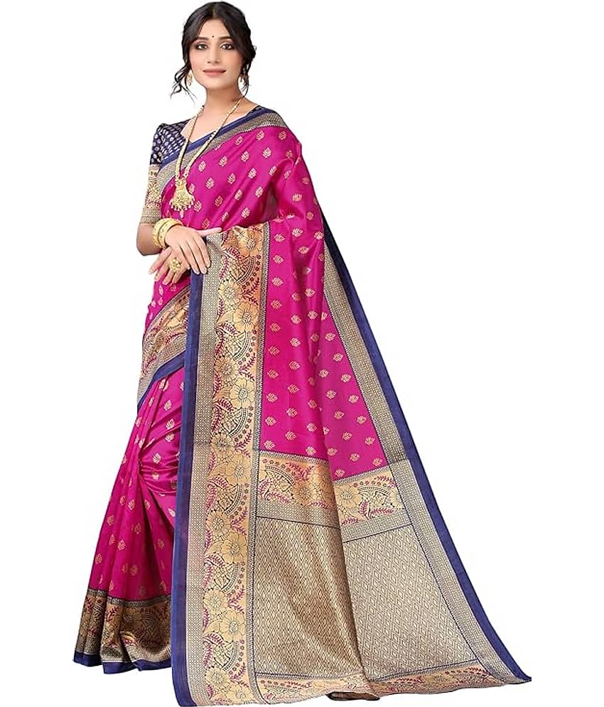 Kanooda Prints Silk Blend Woven Mysore Silk Sarees With Unstitched Blouse Piece ( Rama ) - Sarees | Buy online on ZillyBuy