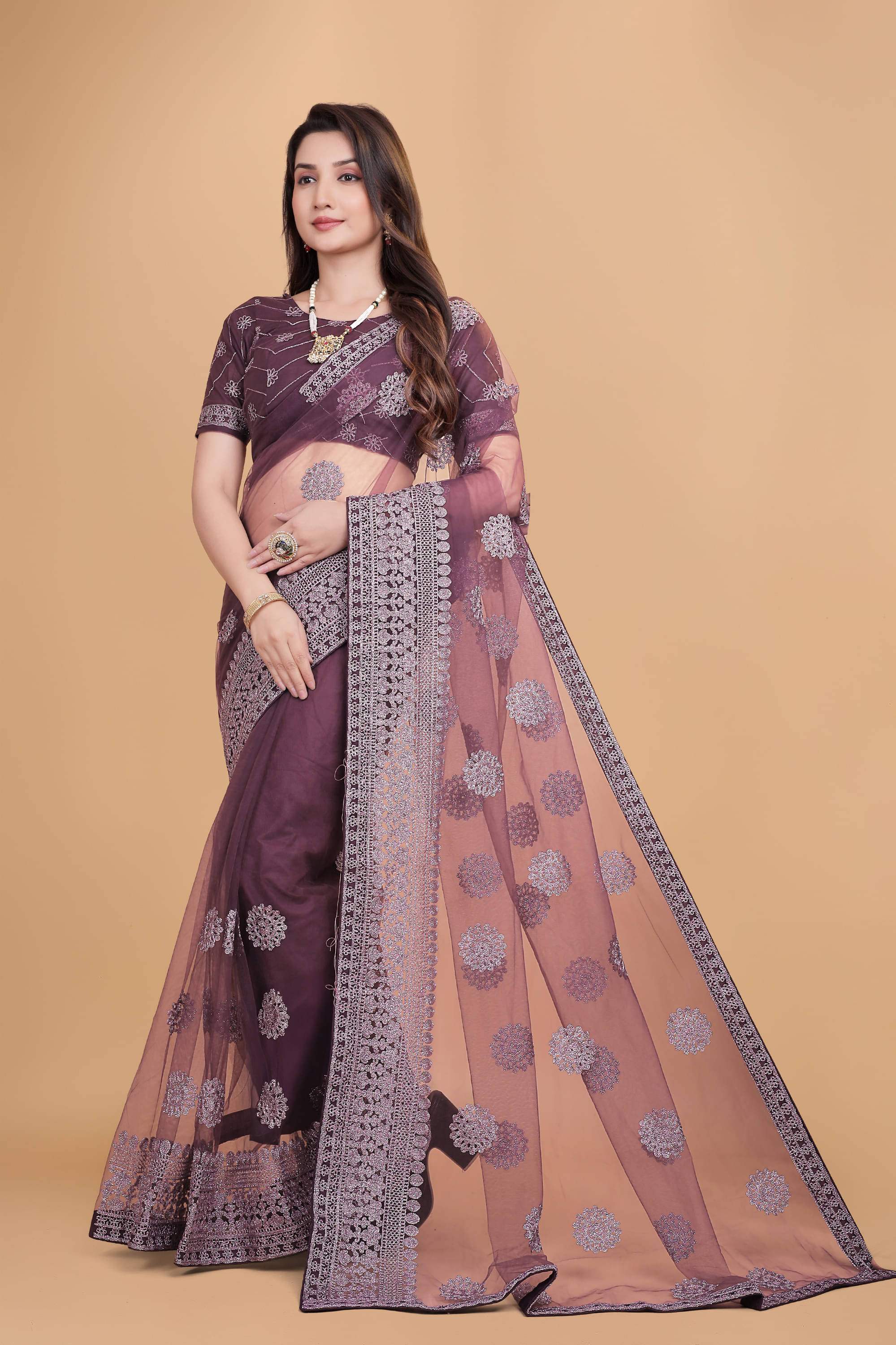 Keyura Net Solid Kashmiri Kani Saree With Unstitched Blouse Piece ( Wine ) Keyura Net Solid Kashmiri Kani Saree With Unstitched Blouse Piece ( Wine )
