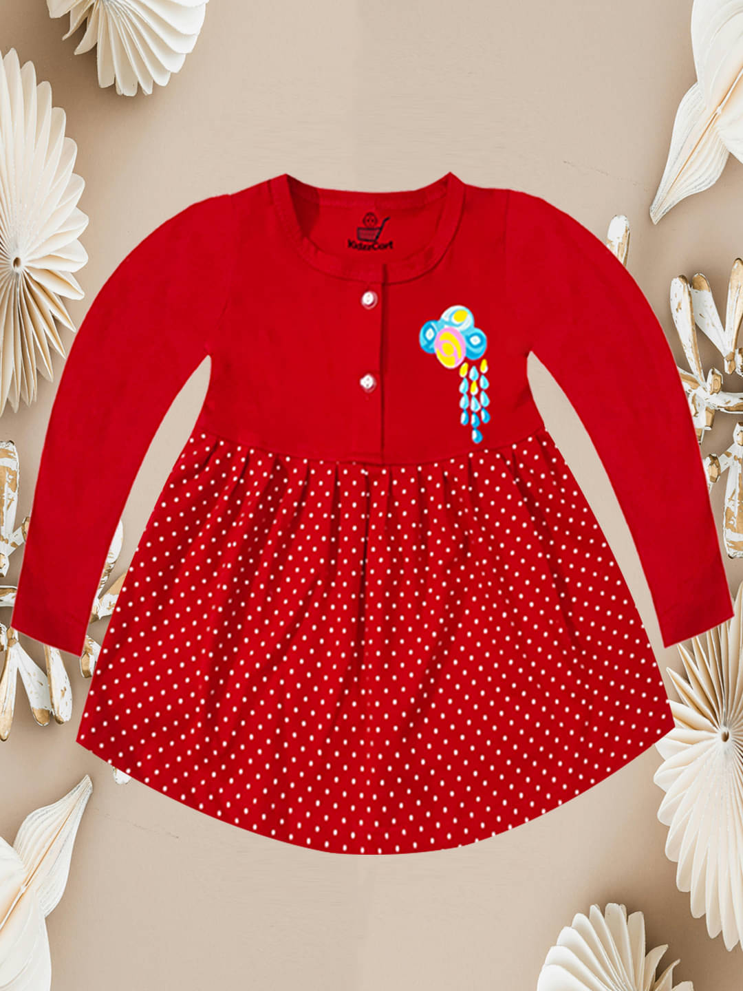     			KidzzCart Pack of 1 Baby Girls Cotton Dress ( Red )