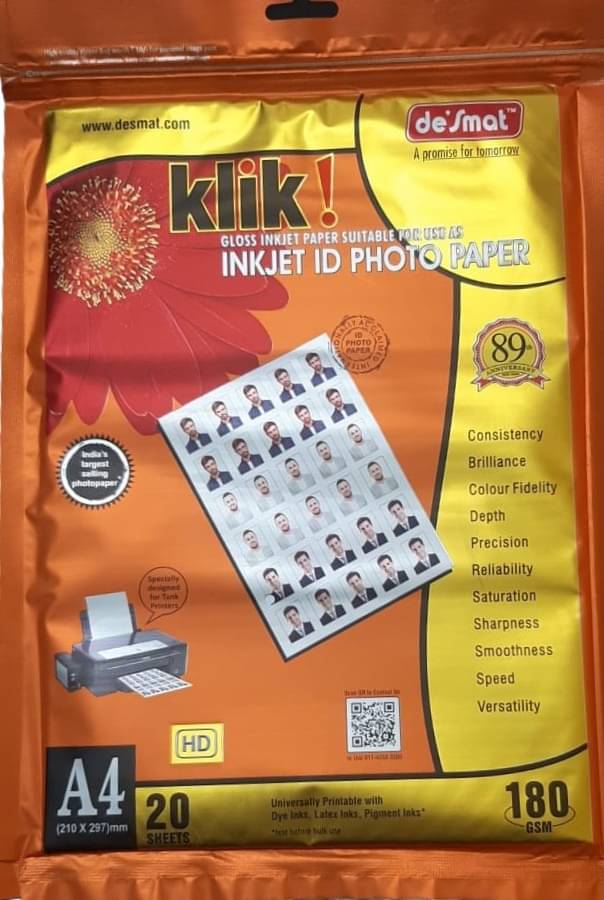     			Klik ID Photo Paper Gloss 180 gsm