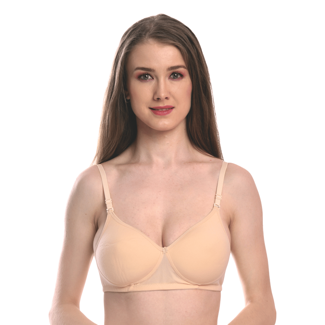     			LEORBIX Pack of 1 Cotton Blend Lightly Padded Everyday Bra For Women ( Cream )