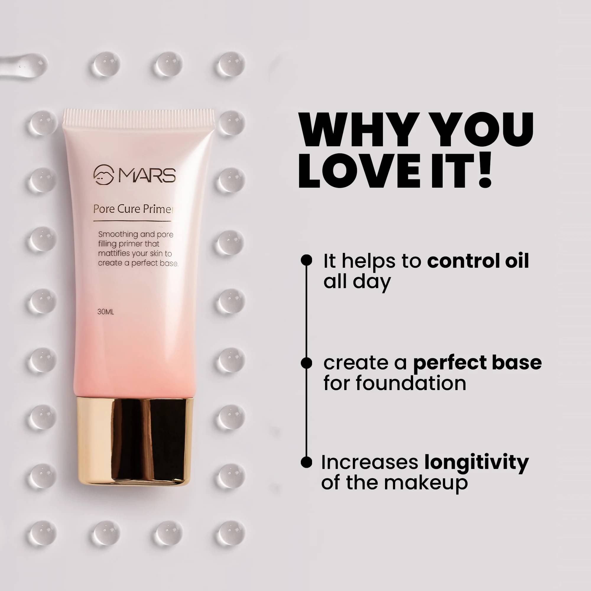     			MARS Pore Cure Long Lasting Makeup Primer - 30 ml (Transparent)