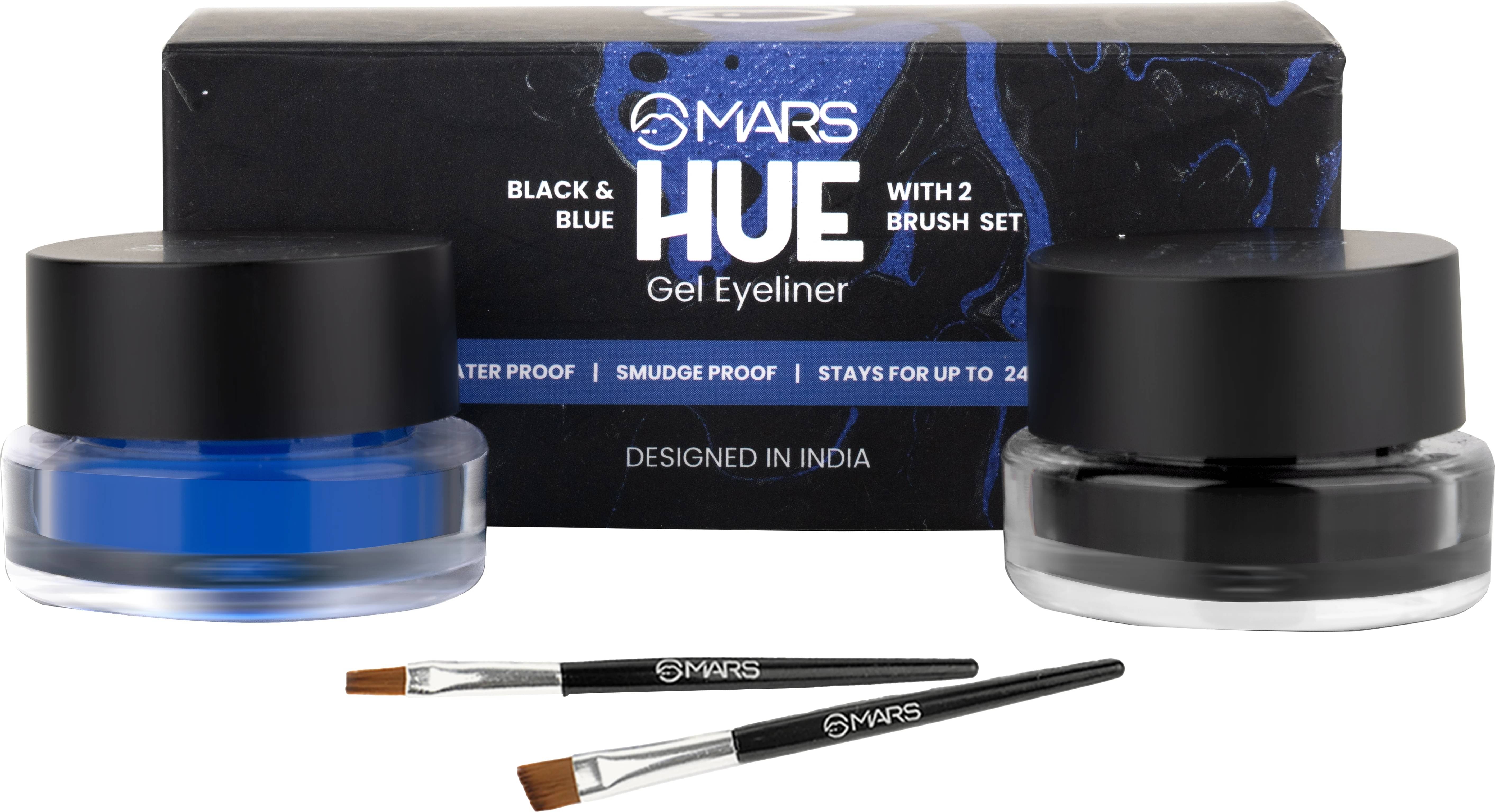 MARS 2 in 1 Black & Blue Water Proof & Smudge Proof 24hrs Gel Eyeliner 6 g (Jet Black And Blue) MARS 2 in 1 Black & Blue Water Proof & Smudge Proof 24hrs Gel Eyeliner 6 g (Jet Black And Blue)