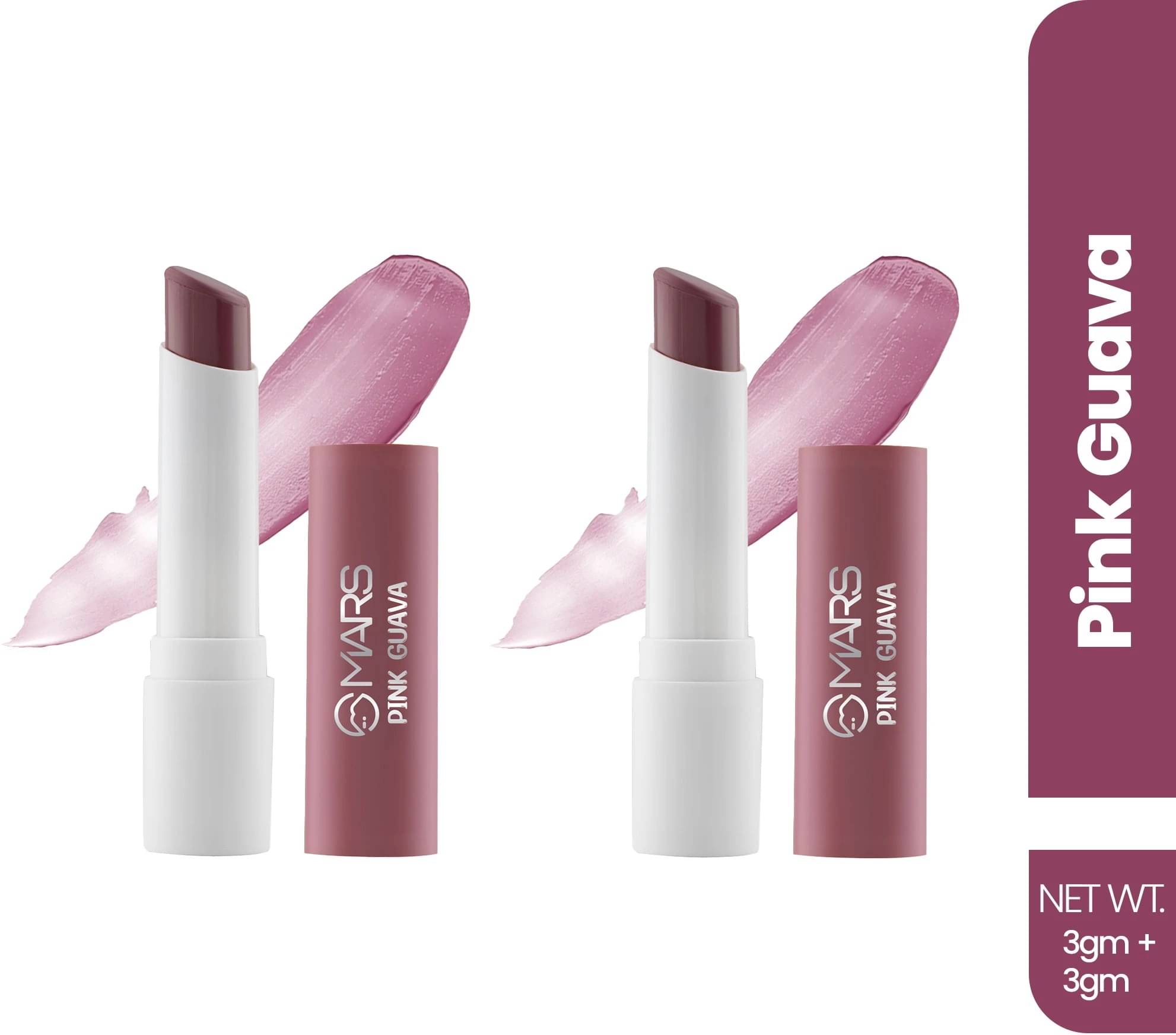 MARS Aqua Splash Tinted Lip Balm Enriched with Shea Butter| Non-Sticky & Moisturizing (PINK GUAVA) (Pack of 2), 3g Each MARS Aqua Splash Tinted Lip Balm Enriched with Shea Butter| Non-Sticky & Moisturizing (PINK GUAVA) (Pack of 2), 3g Each