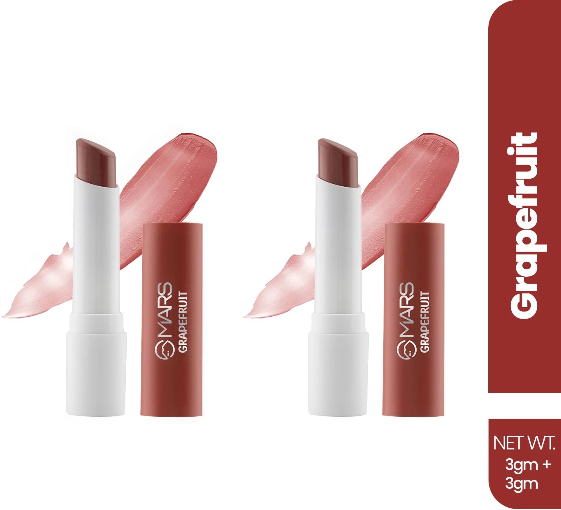 MARS Aqua Splash Tinted Lip Balm Enriched with Shea Butter| Non-Sticky & Moisturizing (GRAPEFRUIT) (Pack of 2), 3g Each MARS Aqua Splash Tinted Lip Balm Enriched with Shea Butter| Non-Sticky & Moisturizing (GRAPEFRUIT) (Pack of 2), 3g Each