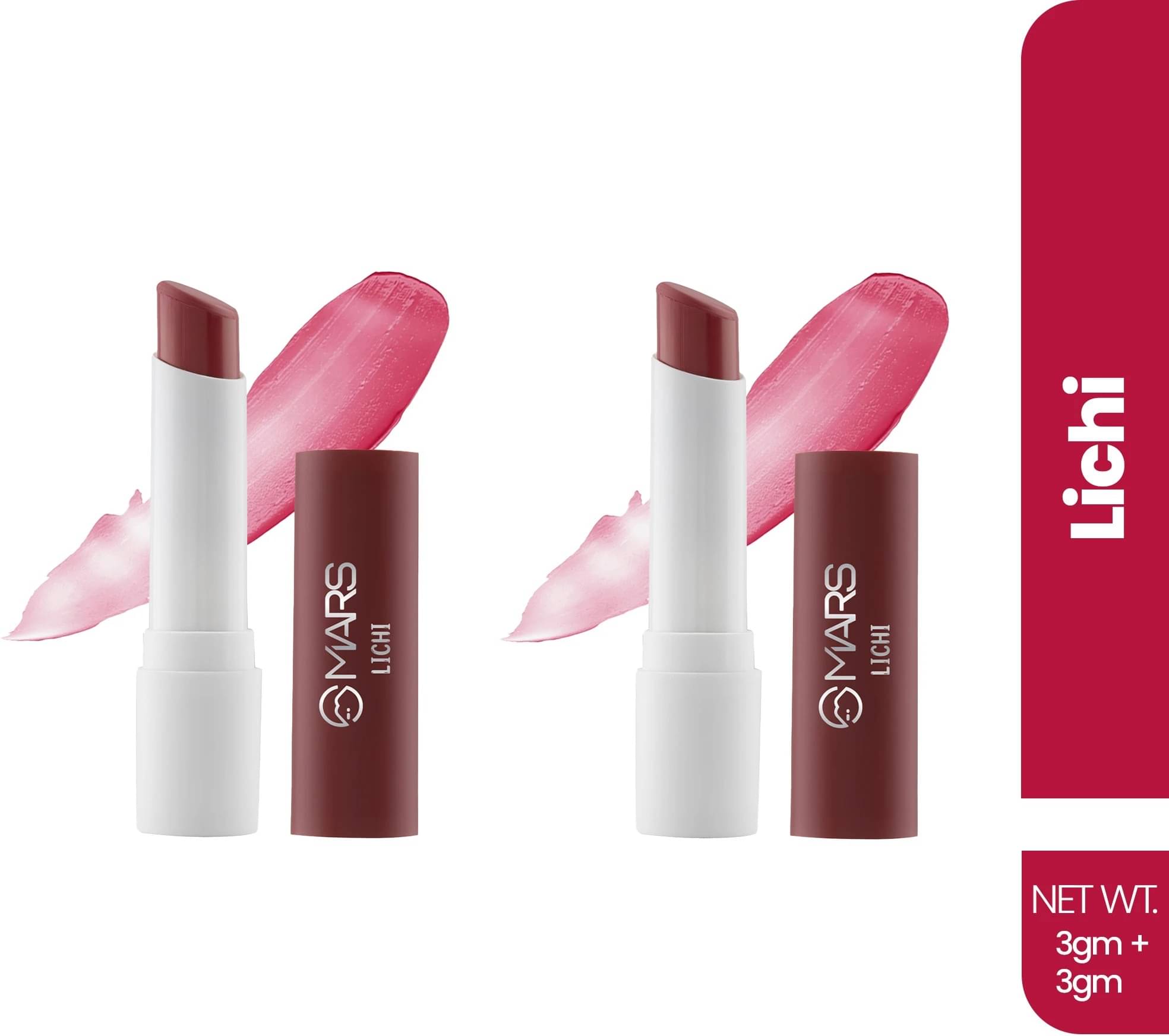     			MARS Aqua Splash Tinted Lip Balm Enriched with Shea Butter| Non-Sticky & Moisturizing (LICHI) (Pack of 2), 3g Each