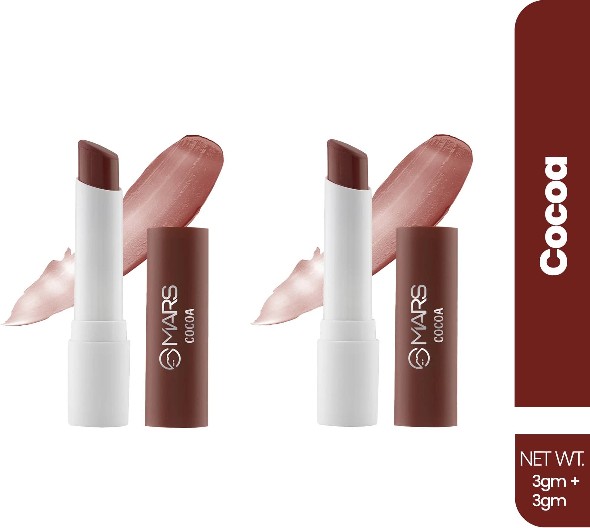 MARS Aqua Splash Tinted Lip Balm Enriched with Shea Butter| Non-Sticky & Moisturizing (COCOA) (Pack of 2), 3g Each MARS Aqua Splash Tinted Lip Balm Enriched with Shea Butter| Non-Sticky & Moisturizing (COCOA) (Pack of 2), 3g Each
