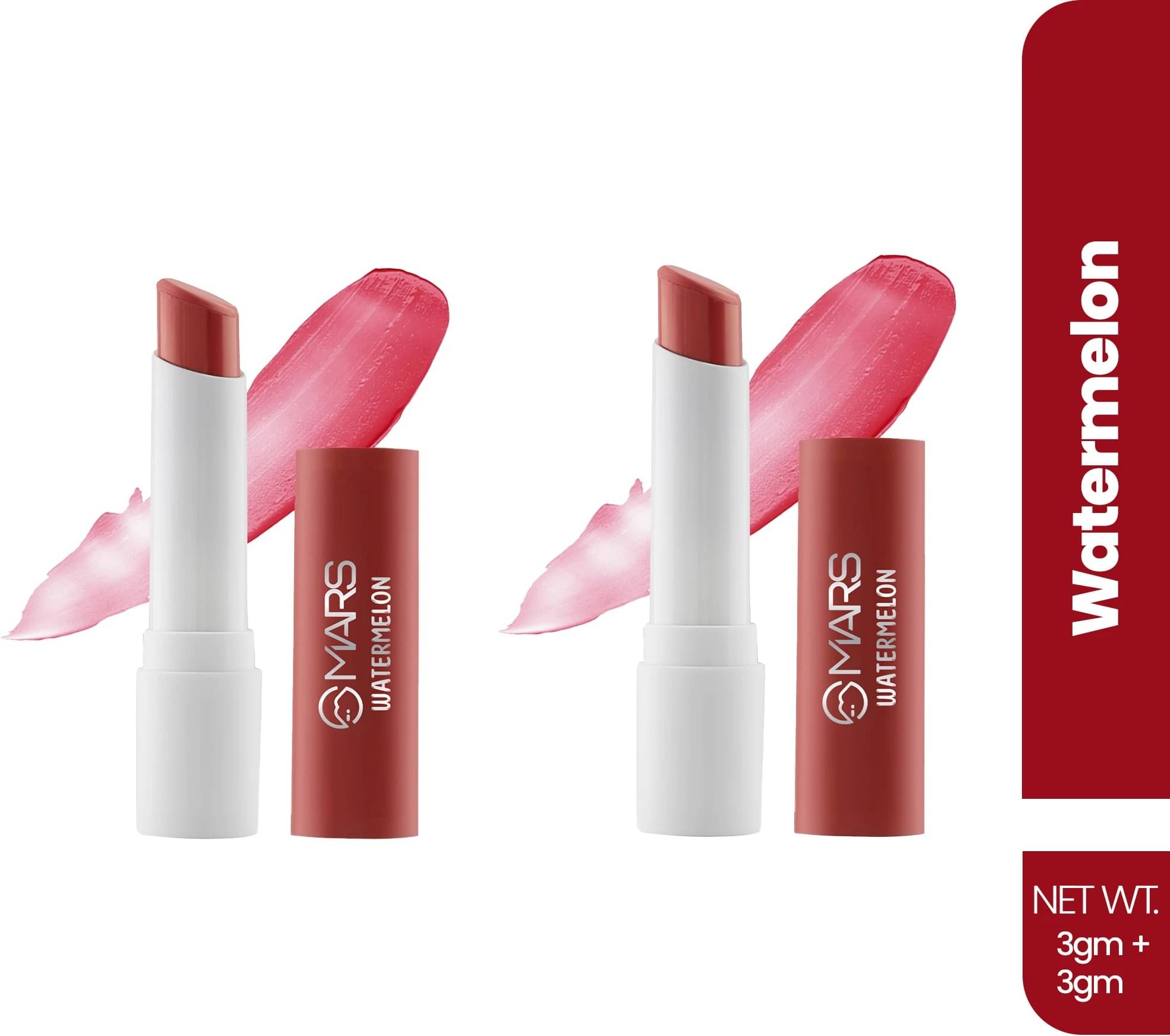     			MARS Aqua Splash Tinted Lip Balm Enriched with Shea Butter| Non-Sticky & Moisturizing (WATERLEMON) (Pack of 2), 3g Each