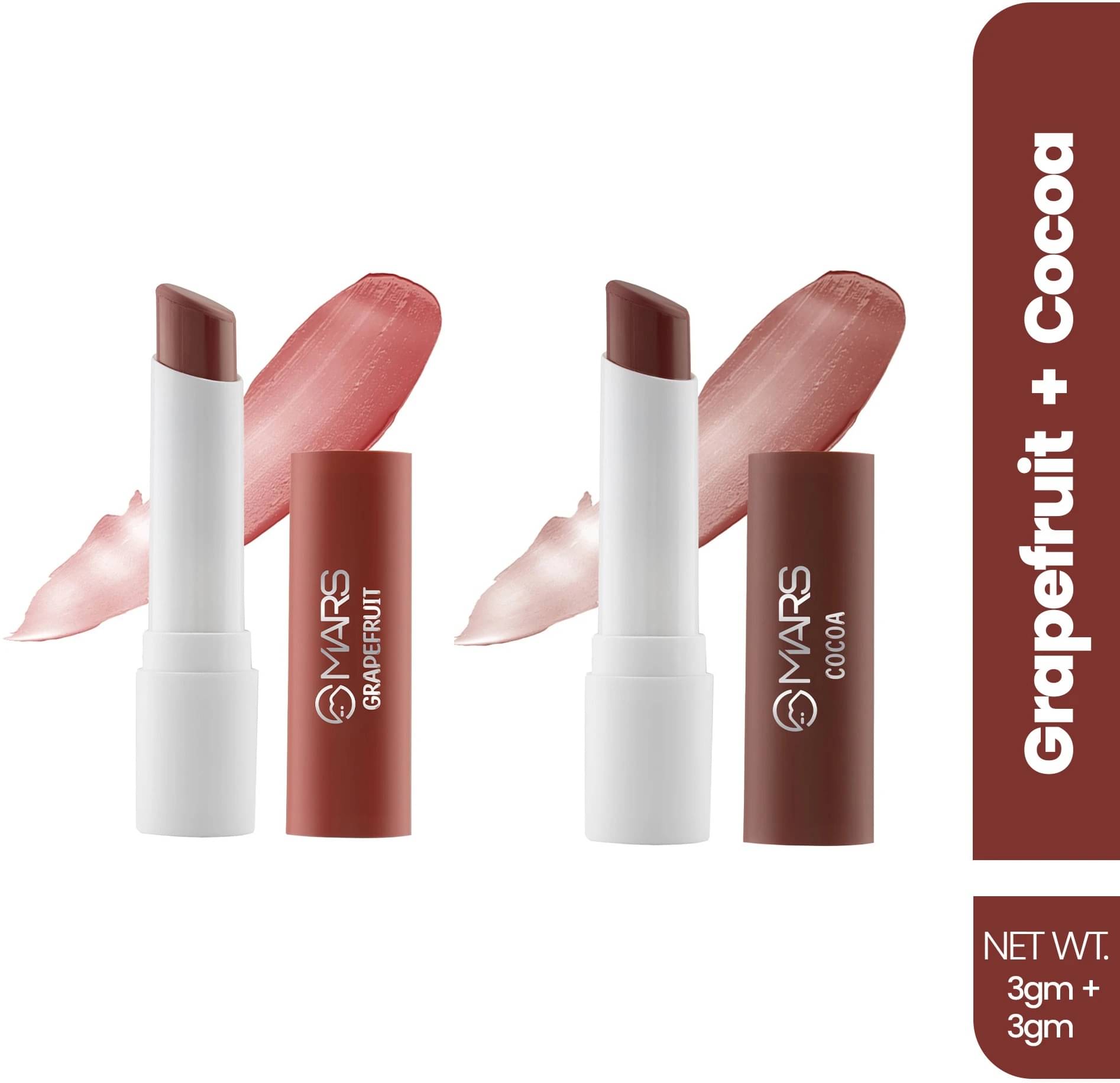     			MARS Aqua Splash Tinted Lip Balm Enriched with Shea Butter, Moisturizing (GRAPEFRUIT + COCOA) (Pack of 2), 3g Each
