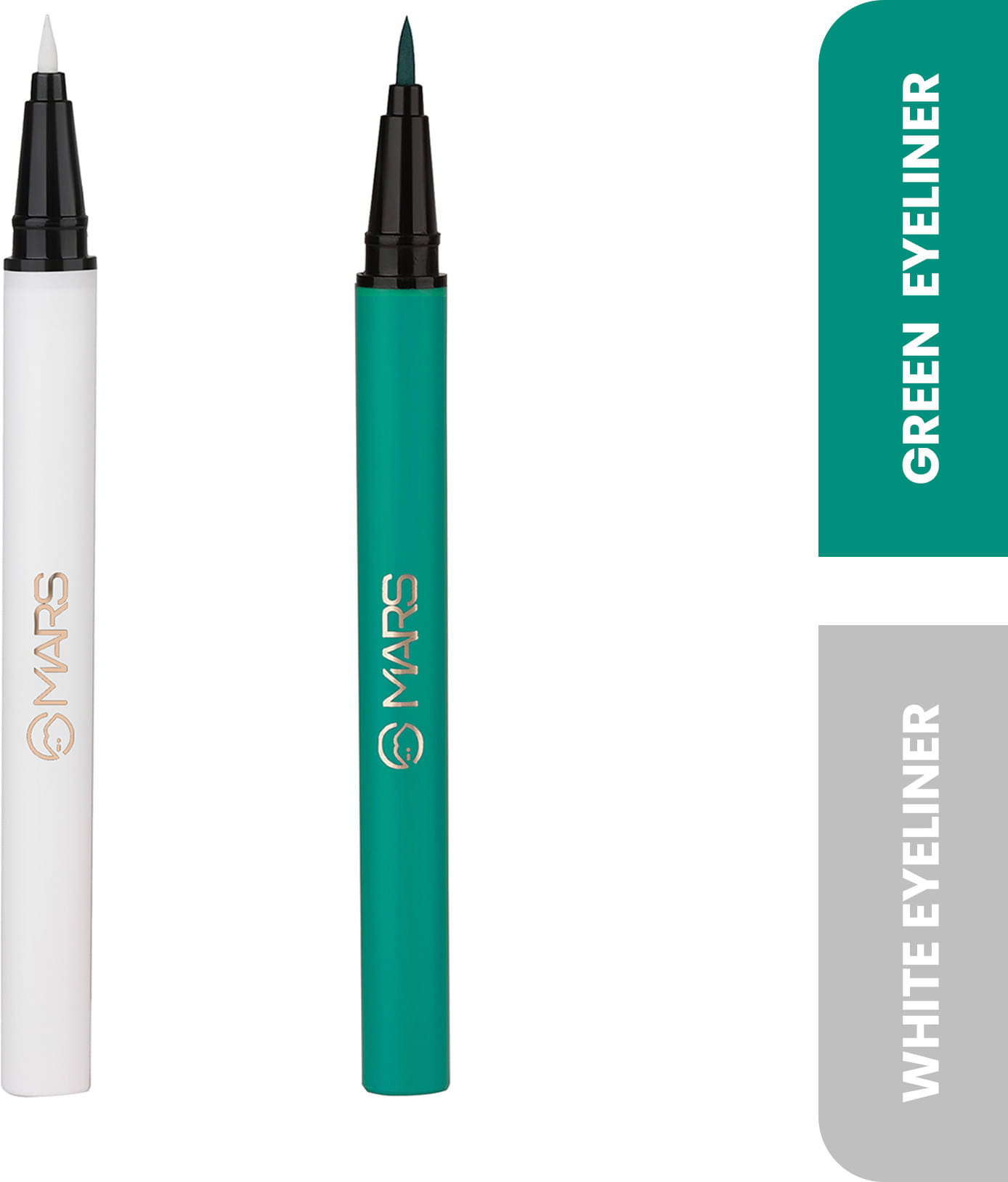     			MARS City Strokes Charming Eyes Liquid Eyeliner Smooth Glide Long-lasting Eyeliner 2 ml (GREEN+WHITE)