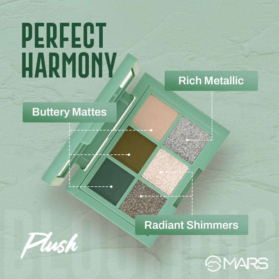 MARS Blooming Matte & Shimmer Eyeshadow Palette | Highly Pigmented | Blendable | 4.8 g (01-PLUSH) MARS Blooming Matte & Shimmer Eyeshadow Palette | Highly Pigmented | Blendable | 4.8 g (01-PLUSH)