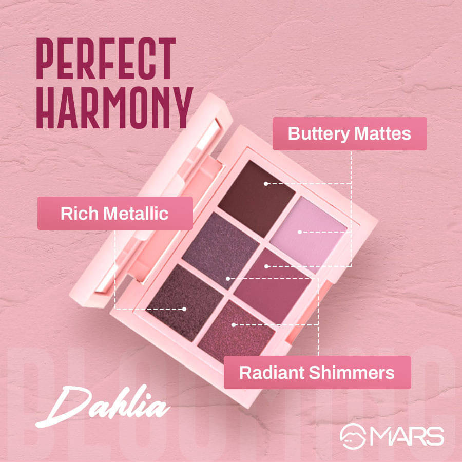     			MARS Blooming Matte & Shimmer Eyeshadow Palette | Highly Pigmented | Blendable | 4.8 g (02-DAHLIA)