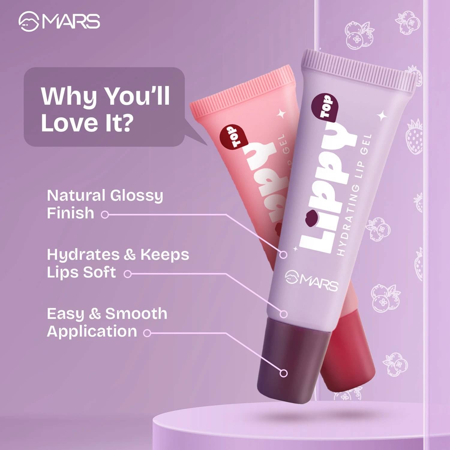     			MARS Lippy Top Hydrating Lip Gel (20 ml, PLUMPY GRAPES, JUICY STRAWBERRY)