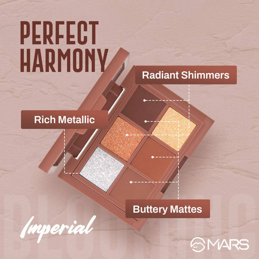MARS Blooming Matte & Shimmer Eyeshadow Palette | Highly Pigmented | Blendable | 4.8 g (03-IMPERIAL) MARS Blooming Matte & Shimmer Eyeshadow Palette | Highly Pigmented | Blendable | 4.8 g (03-IMPERIAL)