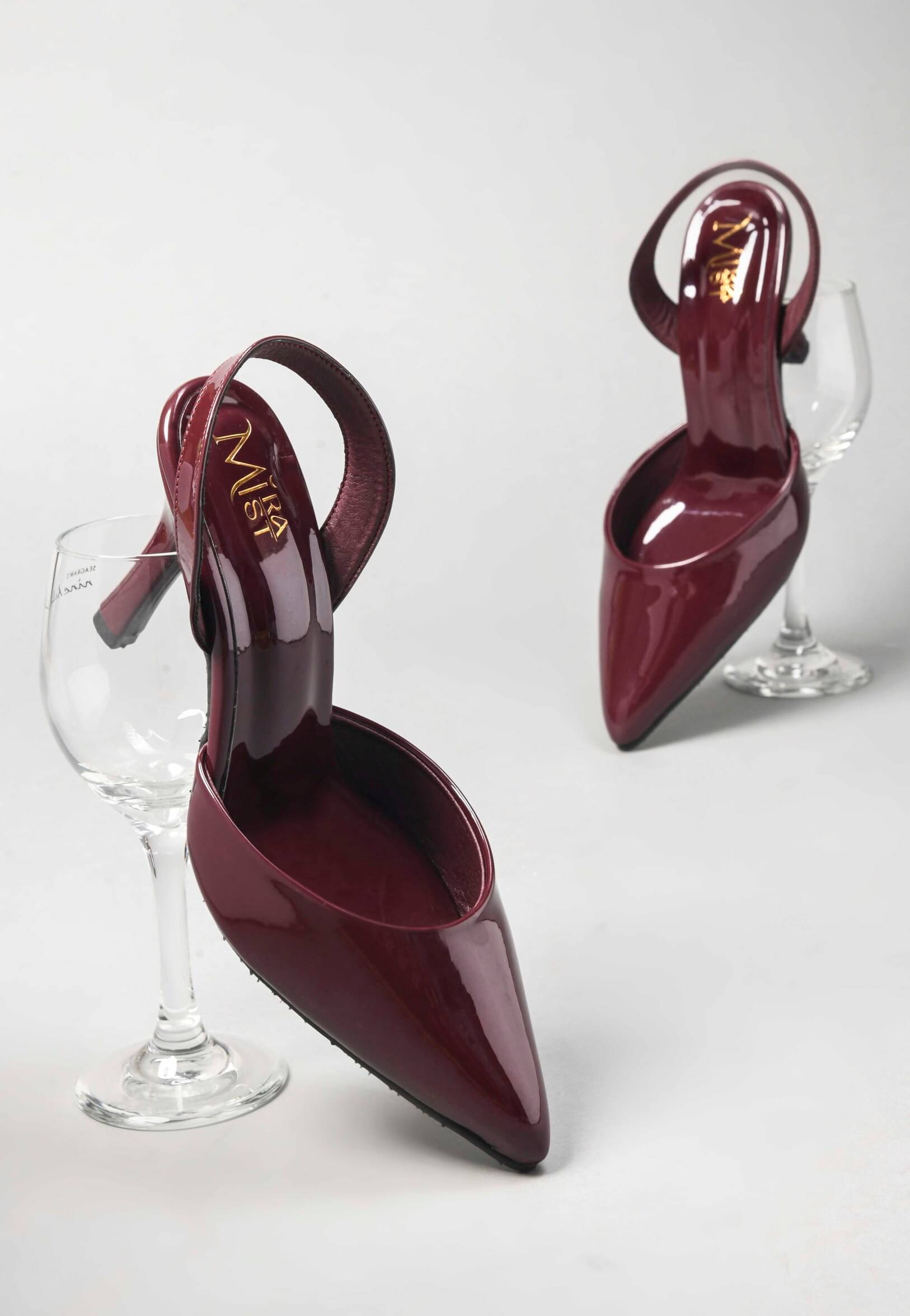     			MiraMist Burgundy Women's Sandal Heels