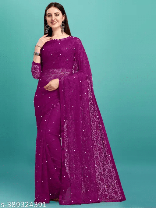 Nilkanthvarni Creation Net Woven Saree With Unstitched Blouse Piece ( Wine ) Nilkanthvarni Creation Net Woven Saree With Unstitched Blouse Piece ( Wine )