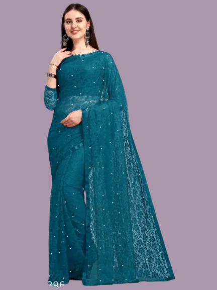     			Nilkanthvarni Creation Net Woven Saree With Unstitched Blouse Piece ( Rama )