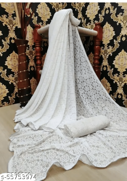 Nilkanthvarni Creation Net Woven Saree With Unstitched Blouse Piece ( White ) Nilkanthvarni Creation Net Woven Saree With Unstitched Blouse Piece ( White )