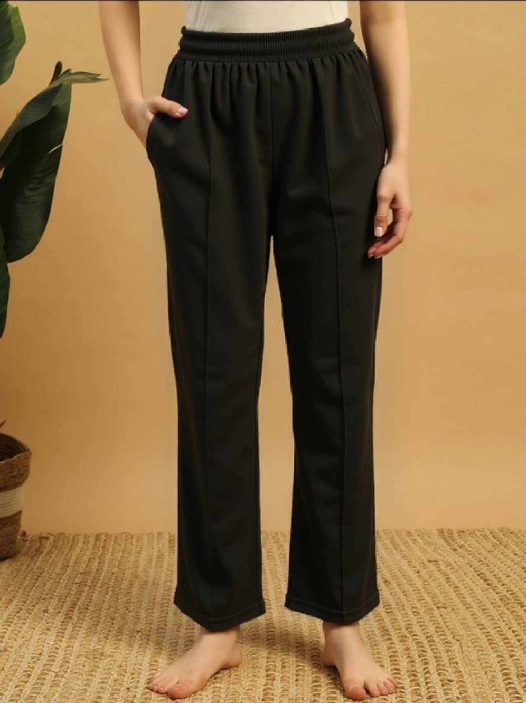     			PLUS PARADISE Pack of 1 Lycra Straight Women's Casual Pants ( Black )