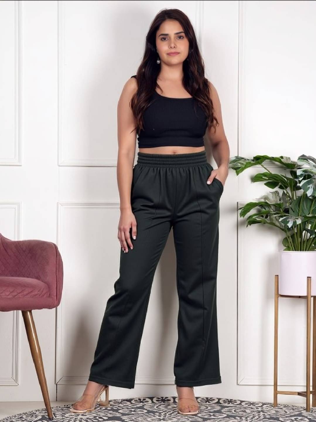     			PLUS PARADISE Pack of 1 Lycra Straight Women's Casual Pants ( Black )