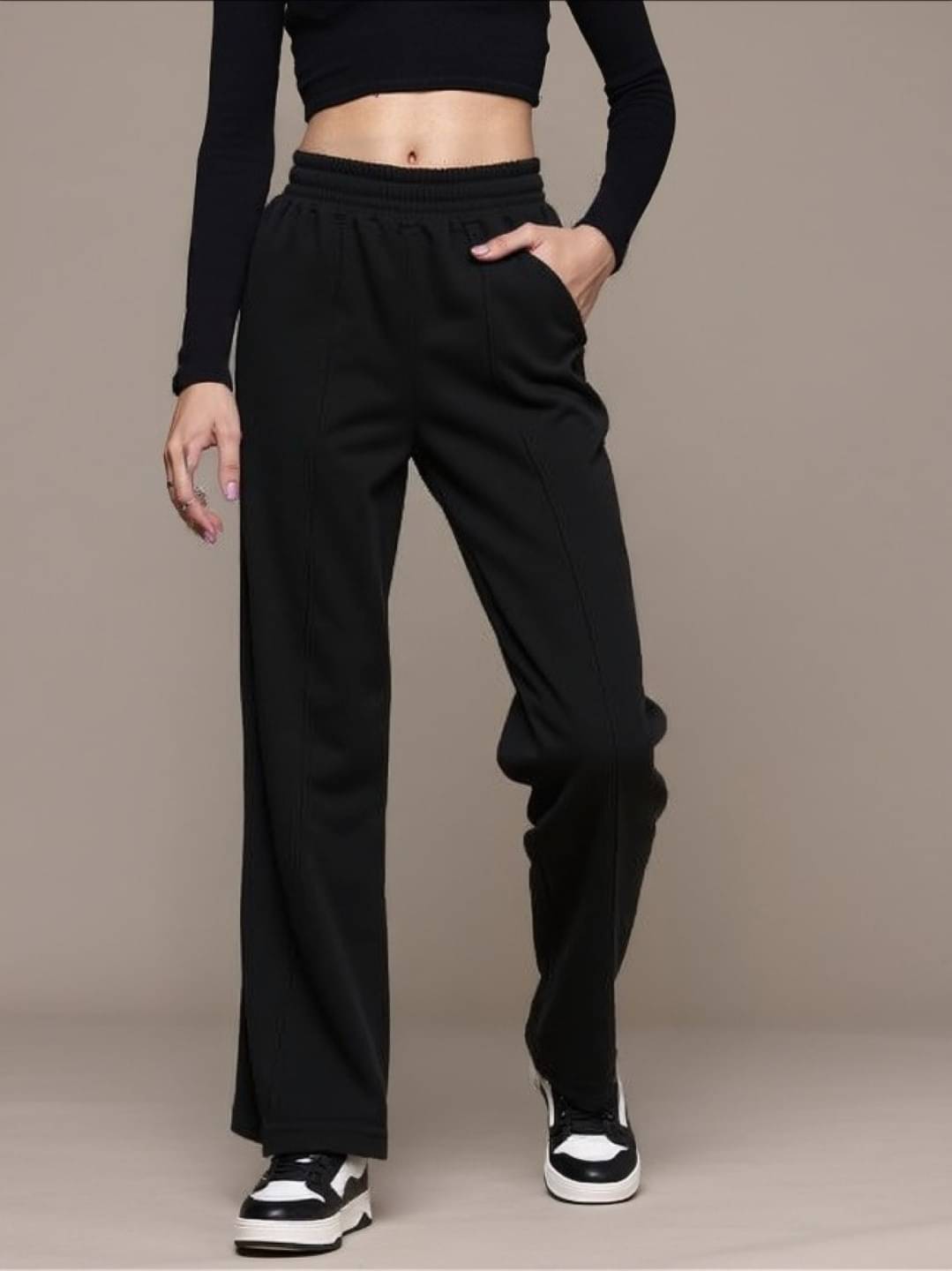     			PLUS PARADISE Pack of 1 Lycra Straight Women's Casual Pants ( Black )