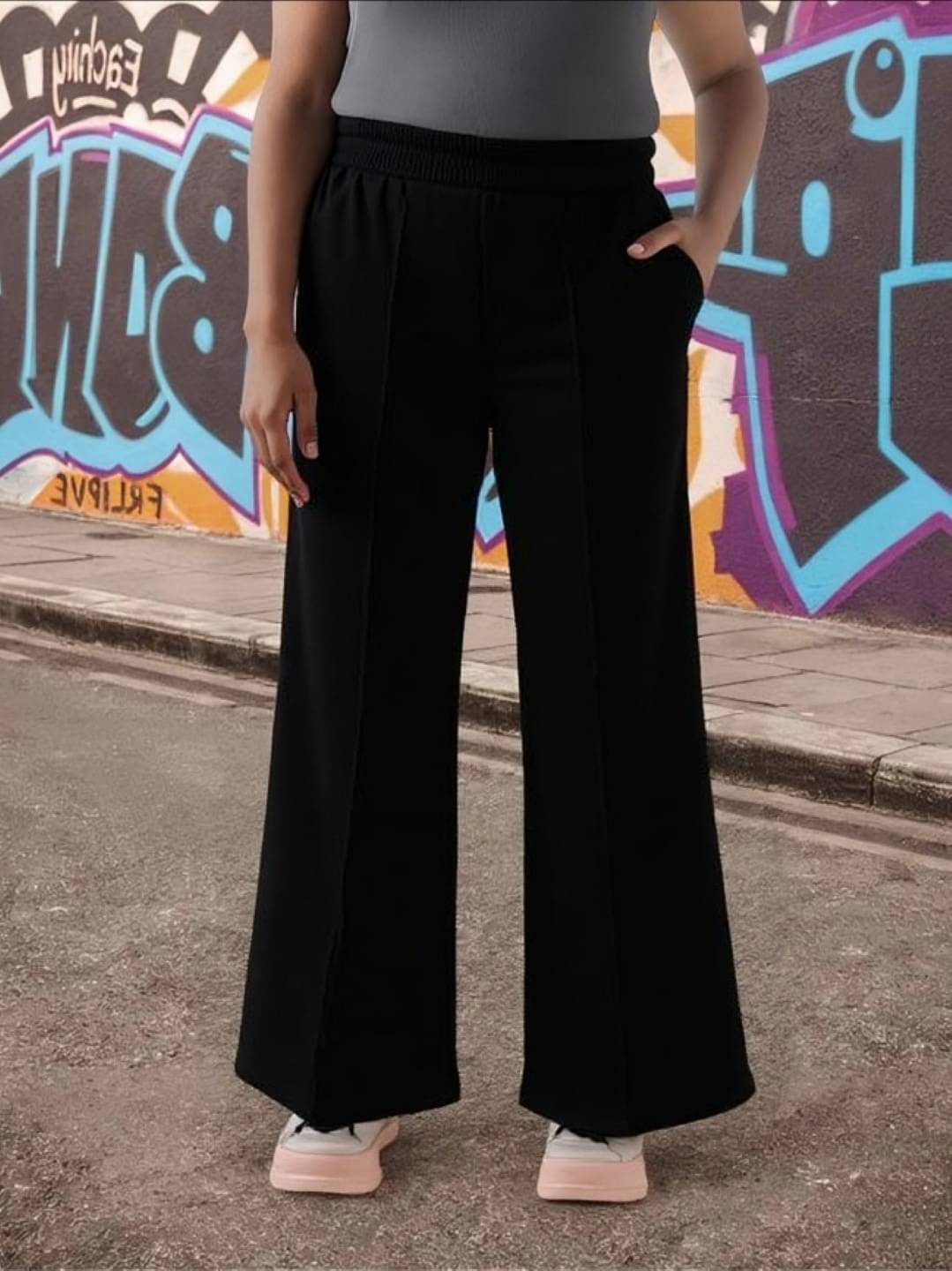     			PLUS PARADISE Pack of 1 Lycra Straight Women's Casual Pants ( Black )