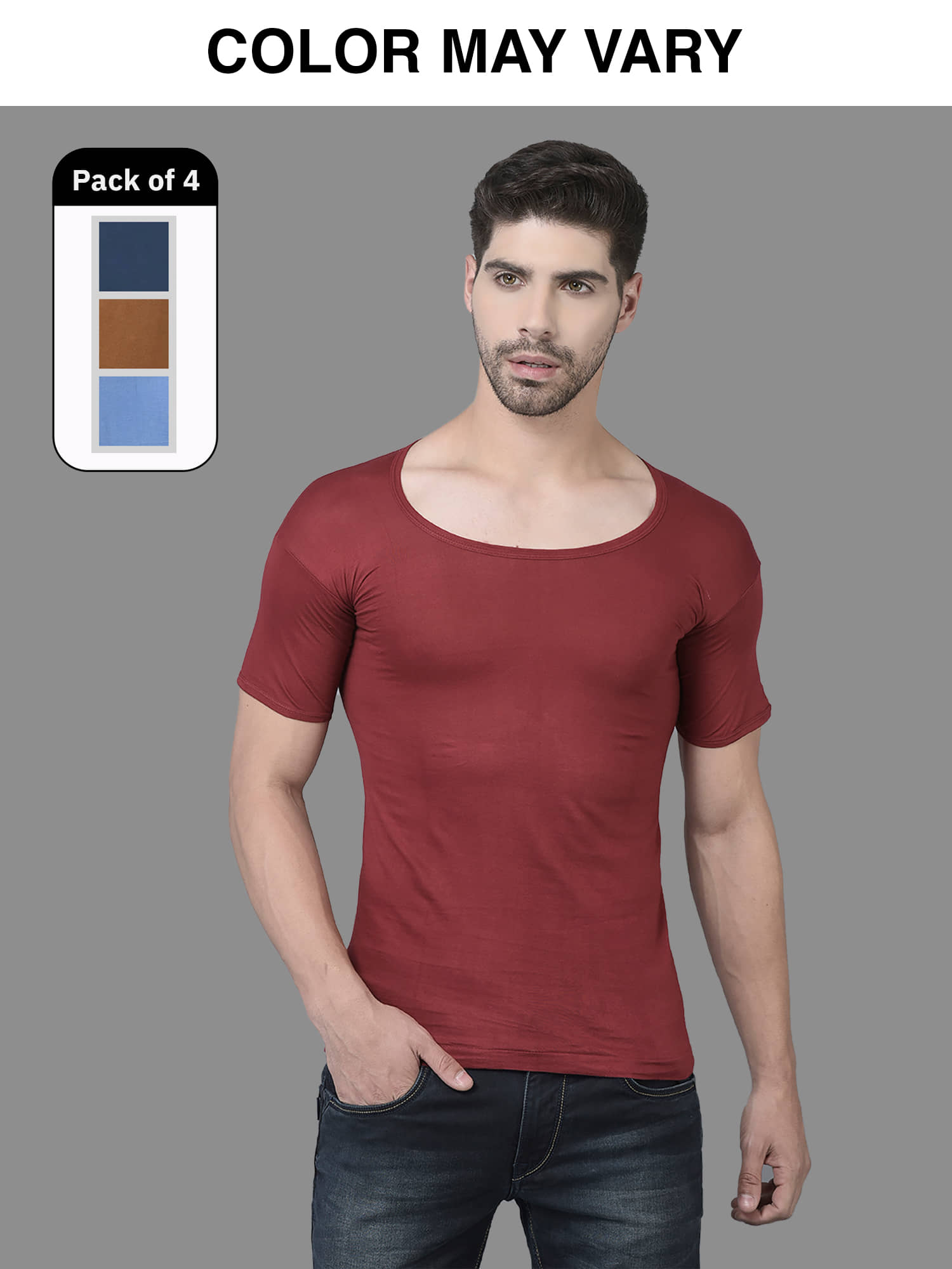 Pack of 4 Dollar Multi Cotton Men's Vest - Nightwear & Loungewear | Buy online on ZillyBuy